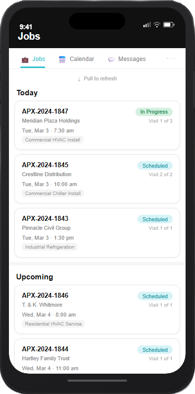 Mobile app jobs view
